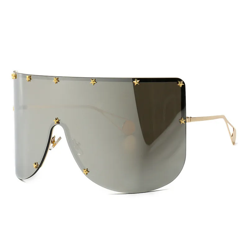 Sen Maries женские крупные солнцезащитные очки бренд винтажное зеркало из сплава большие звезды оправа для женщин мужские очки Оттенки UV400 - Цвет линз: 5