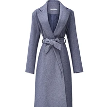 Новинка, осенне-зимнее пальто, Женское шерстяное пальто с поясом, пальто, Длинная ветровка, шерстяные куртки, верхняя одежда