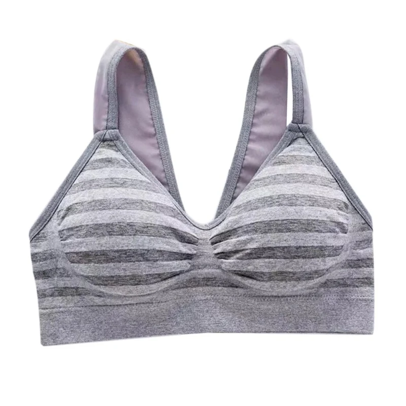 Бесшовный Бюстгальтер с v-образным вырезом, Топ для женщин, полосатые топы, цельное нижнее белье, красивая спина, обернутая грудь