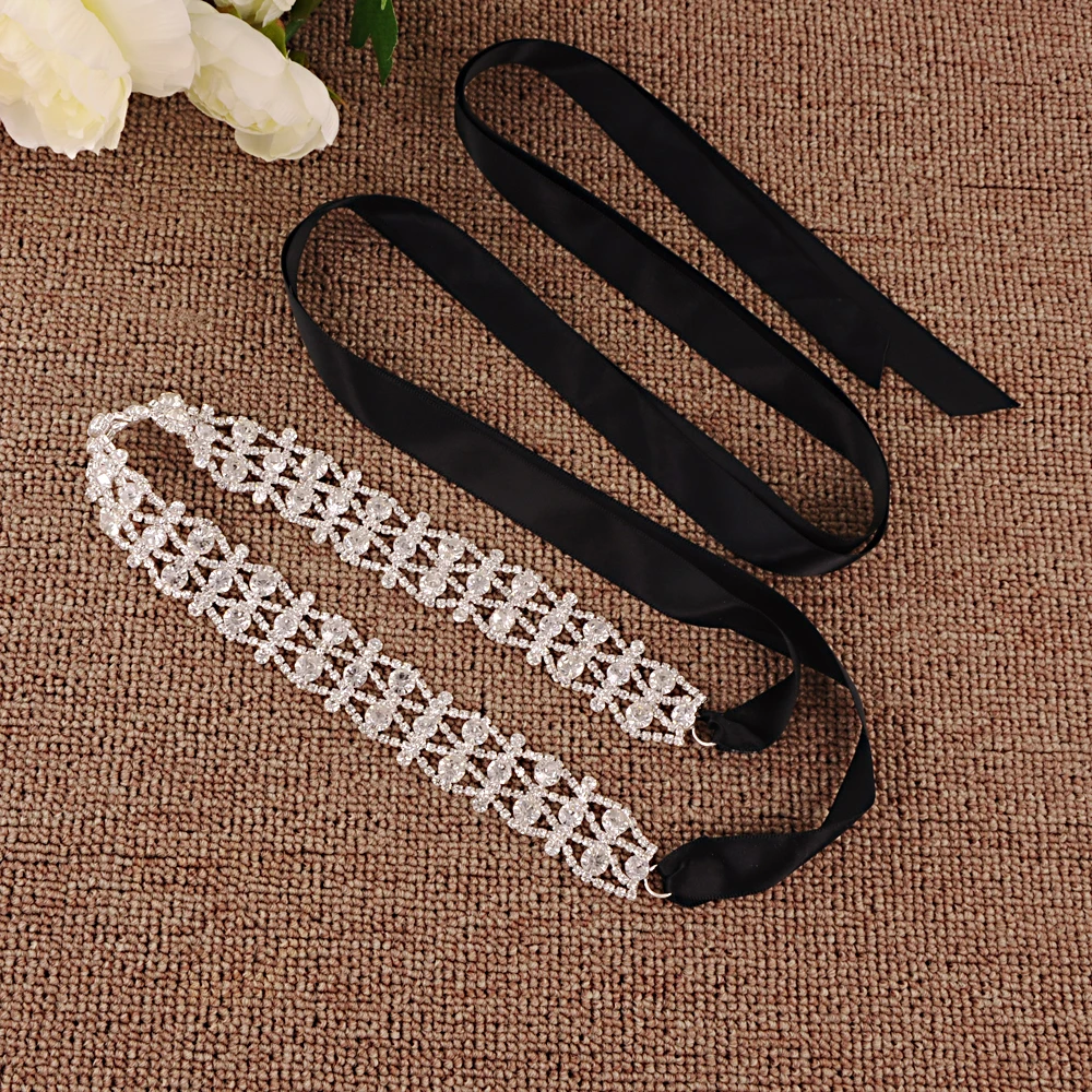 TRiXY S414-S Silver Crystal Belt Bridal Jeweled Belt Fancy Belts for Women Dresses Belt Wedding Belt Bridesmaid Belt for Dress