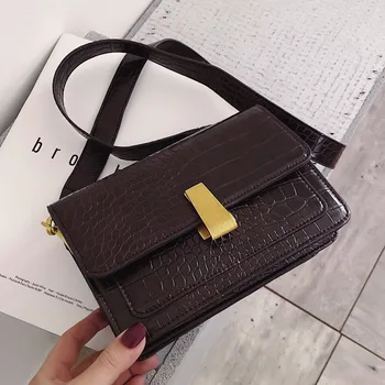 

Stone pattern PU Leather Crossbody Bags For Women 2020 Mini Shoulder Messenger Bag With Metal Handle Lady Travel Totes Handbag