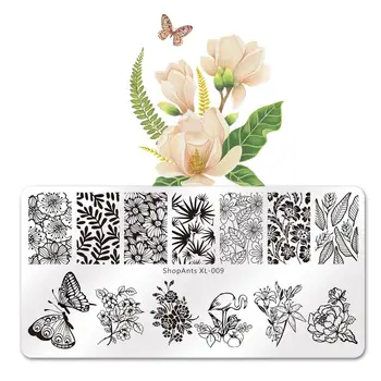 

Stainless Steel Nail Art Stamping Plates Butterfly Leave Flower Plants Printing Image Stencil Nail Stamping Template Nail Mold
