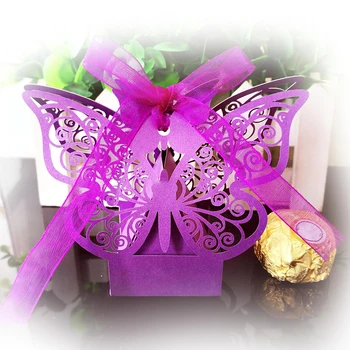 

50pcs Multicolor Openwork Butterfly Gift Box Ferrero Chocolate Butterfly Candy Box Wedding Party Small Gift Decoration Box