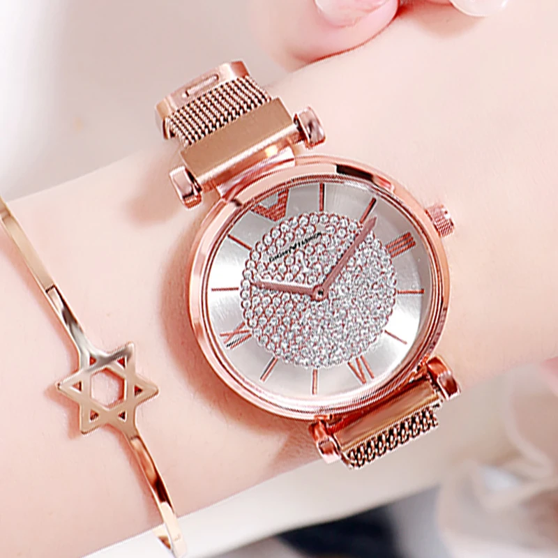 

Luxury Top Brand Rose Gold Women Watches 2019 Fashion Ladies Dress Wrist Watch Magnet Women Clock Female Watch Relogio Feminino