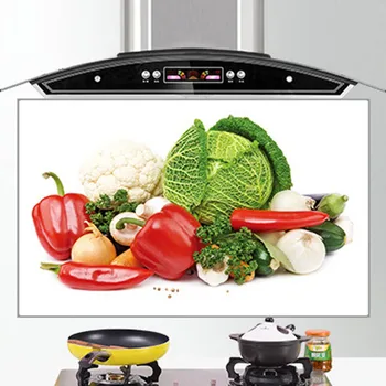 

60*90cm Waterproof Anti-oil Stain Aluminum Foil Sticker Kitchen Cabinet Sticker Fruit Vegetable Pattern Wall Paper Home Decor