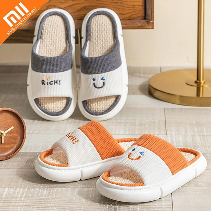 Xiaomi Breathable Cotton Blend Slippers Women Men Indoor Slipper Soft Sole Cartoon Design Lovers Home Floor Shoes Fashion Slides |