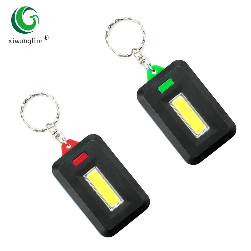2PCS Mini COB LED Keychain Flashlight 3 Modes Key Chain Portable Keyring Flash Light Lamp Torch