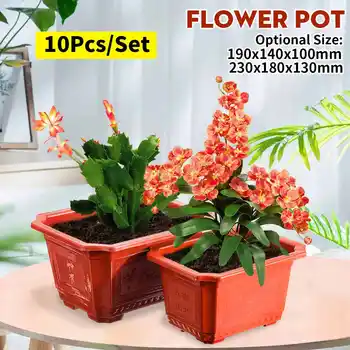 

10Pcs/Set Flower Pot Plastic Plant Pots Desktop Potted Green Succulent Plant Garden Nursery Flowerpot Home Vegetation Tools