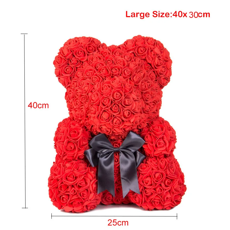 Large Red Прямая поставка 40 см с сердцем большой красный медвежонок Teddi цветок розы искусственные украшения Рождественские подарки для женщин подарок на день Святого Валентина - Цвет: Large Red