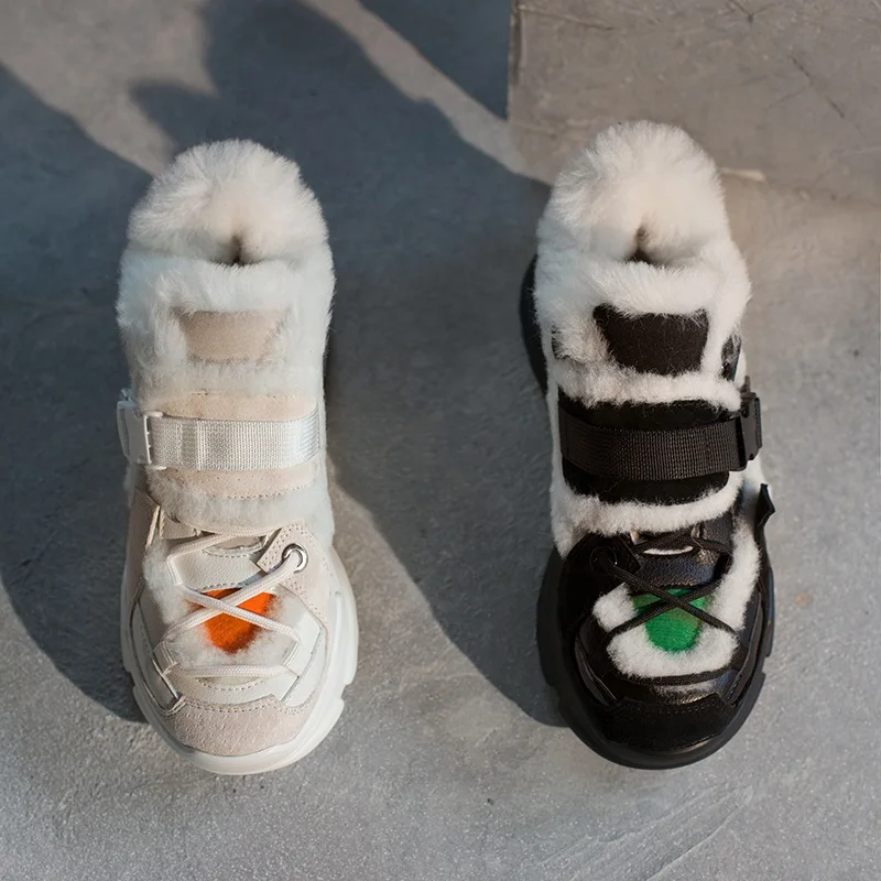 Новинка года; теплые зимние женские ботинки на платформе; плюшевые женские повседневные кроссовки; замшевые женские зимние ботинки; Теплая обувь на плоской подошве с мехом