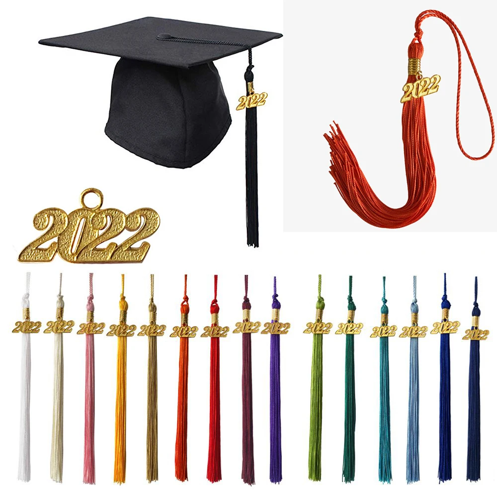 2022 New Academic Graduation Cap Tassel with Gold 2022 Year Charm Pendant Mixed Color Uniforms
