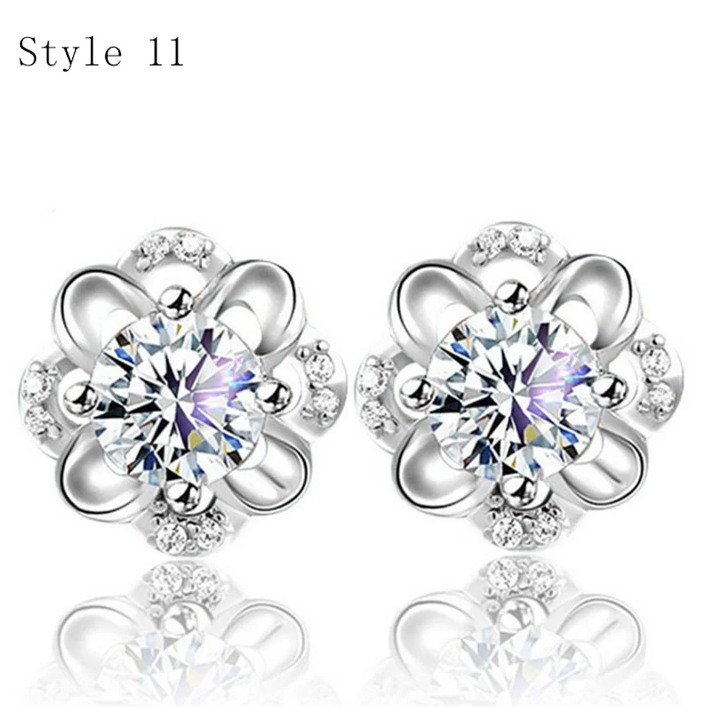 925 Sterling Silver Earrings Stud for Women Solid Silver Jewelry Earrings Bling CZ Zircon Stone Stud Brincos Bridal Wedding