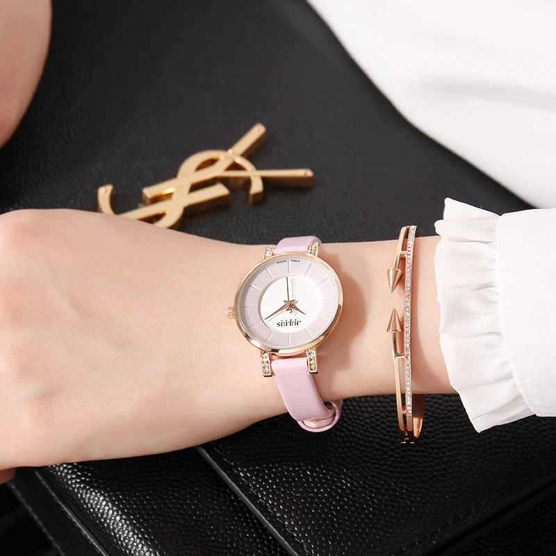 

Women Watches Fashion Casual Leather Strap Round Pink Quartz Luxury Bling Crystal Jewelry Ladies Girls Watches Relogio Feminino