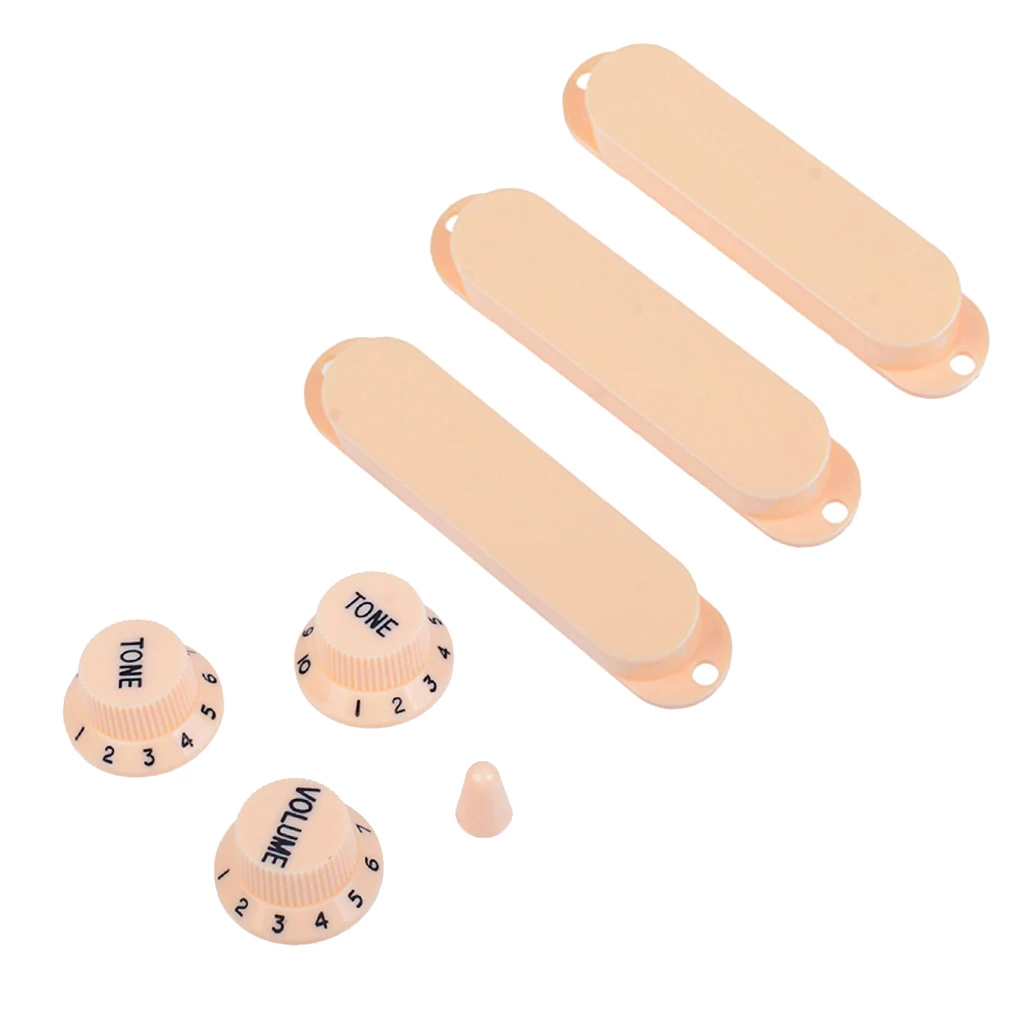 1 Set Plastic Closed Single Coil Pickup Cover with Crontrol Knob Switch Tip for Electric Guitar Parts