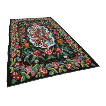 

203x347 Cm Black Handmade Vintage Moldovan Rugs Rug-7x11 Ft