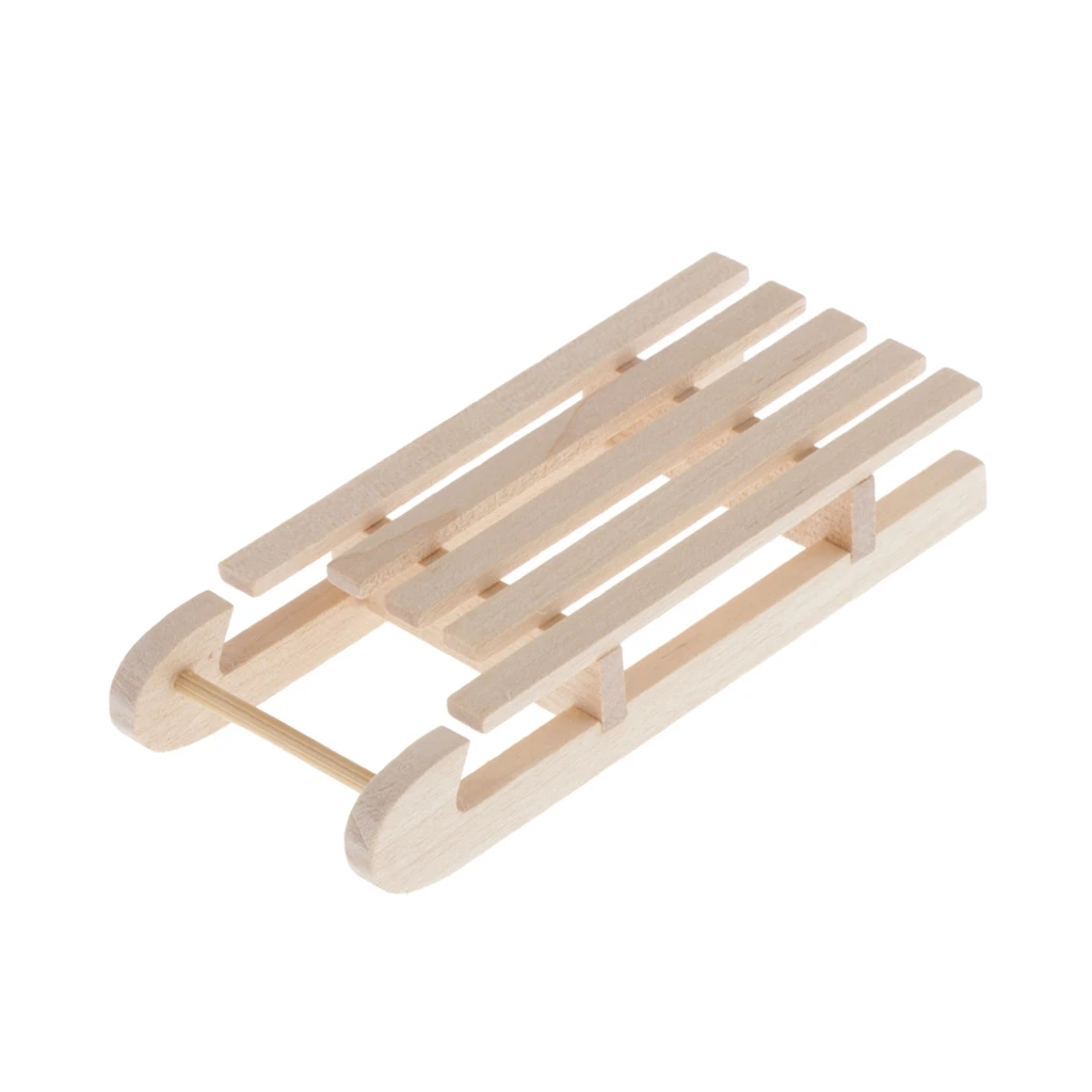 1/12 Christmas Wooden Sleigh for Doll House Rooms or Fairy Garden Decoration, Micro Landscape Ornaments