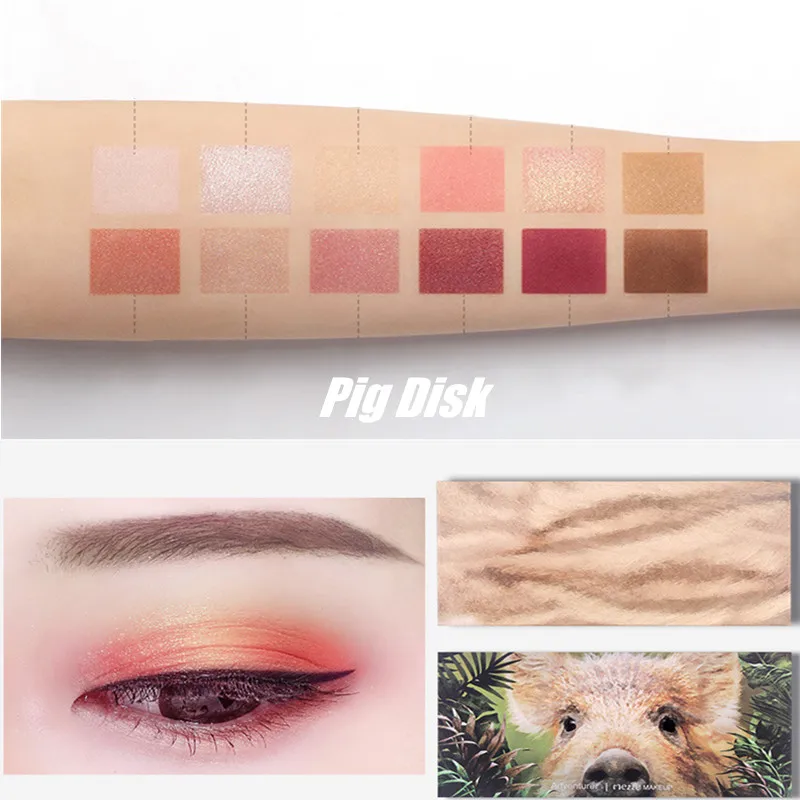 Eyeshadow Tray Twelve-Color Explorer Piglet Tiger Ice Wolf Crocodile Animal Eye Shadow Disk