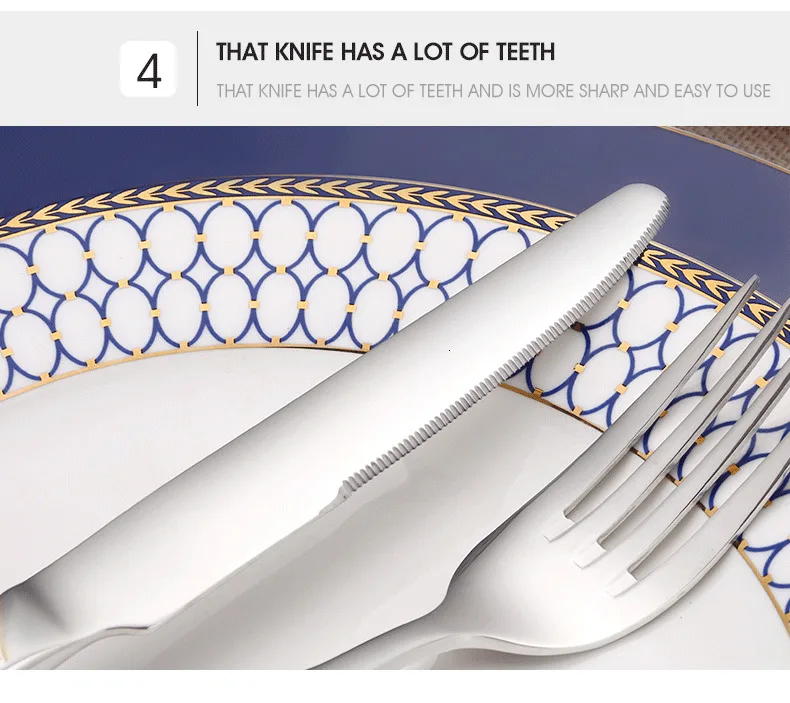 24 шт., набор столовых приборов из нержавеющей стали с позолотой, столовая посуда, столовое серебро, посудомоечная машина, безопасная столовая вилка, нож, Прямая поставка