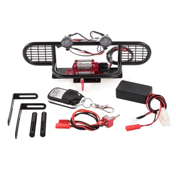 

Bumper Metal with Winch 2 LED Light Remote Controller Receiver for Traxxas TRX-4 TRX4 D90 D110 RC Crawler Car Parts