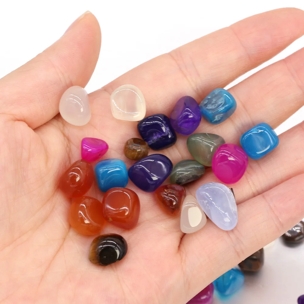 

Wholesale Natural Stone Cabochon Beads Green Agates/Tiger Eye Created For Fish Tank Bonsai Decorative Stones 50g