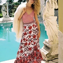 Jastie, винтажная юбка с принтом розы, хиппи, шик, бохо, асимметричная юбка, faldas mujer moda,, летняя юбка, женские пляжные юбки