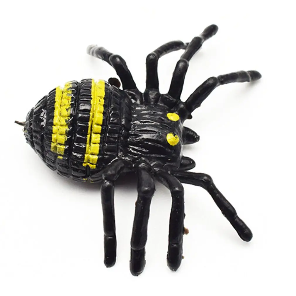 yellow round spider Имитация паука игрушечная труба цветок Паук Черный ужас жуткий паук модель поддельный паук весь человек игрушка - Цвет: yellow round spider