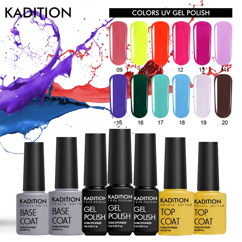 

KADITION Gel Varnish 7ML Nail Polish Set for Manicure Primer Gellak Semi Permanent UV Nails Art White Hybrid Gel Nail Polish