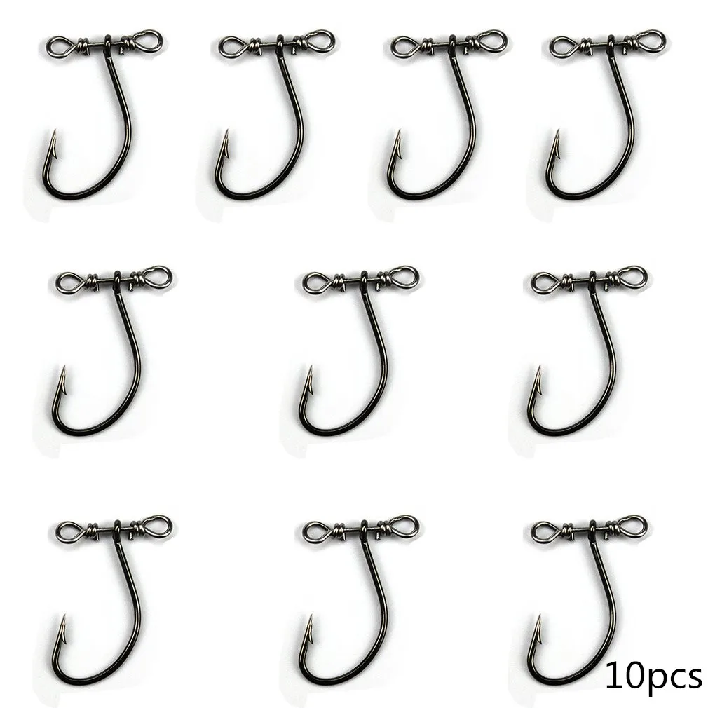 10/20 PCS Double Hole Down Shot Rig Hook For Fishing Lure Black Nickel Crank Single Fish Lure Hooks Fish Accessory