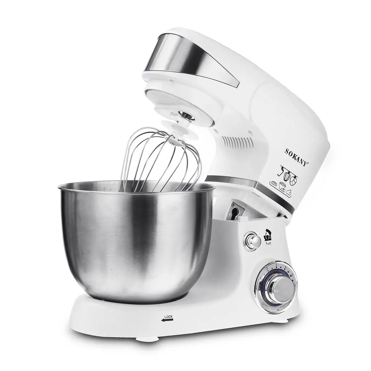 220V Stand Mixer Stainless Steel Bowl 6-speed Kitchen Food Blender Cream Egg Whisk Cake Dough Kneader Bread Mixer Maker