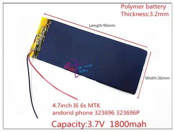 Free shipping 323696 3.7V 1800mAh Rechargeable li-Polymer Li-ion Battery For warehouse clone 4.7inch I6