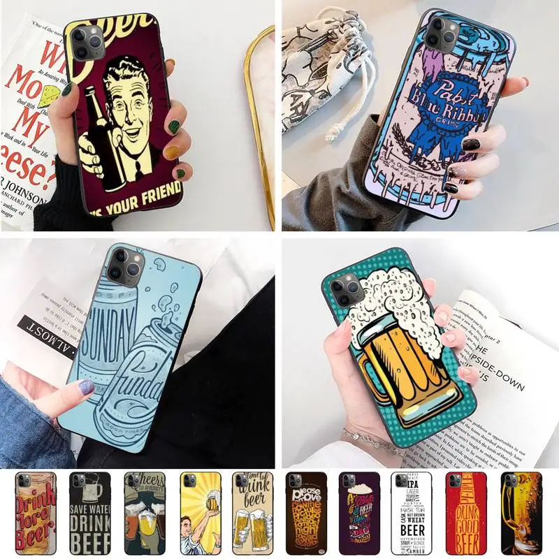 Пиво и веселье Живопись мягкий черный чехол для телефона iphone XS 11 11Pro 5 5s SE 6 6s плюс 7 8