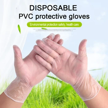 

100PCS Transparent Disposable PVC Gloves Anti-static Plastic Gloves For Food Cleaning Cooking Restaurant Kitchen Home Cleaning