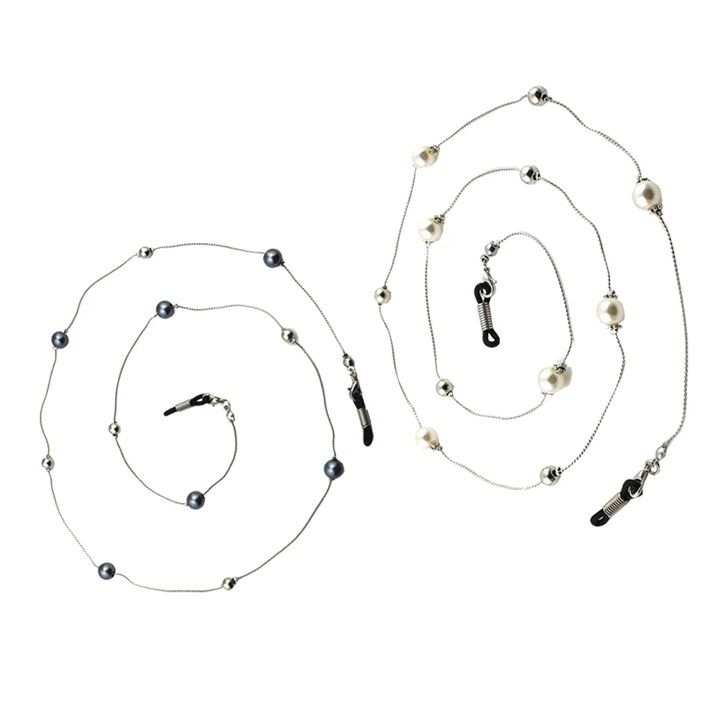 2pcs Pearl Beads Sunglass Eyewear Neck Strap for Eye Glass Sun Glasses Cord