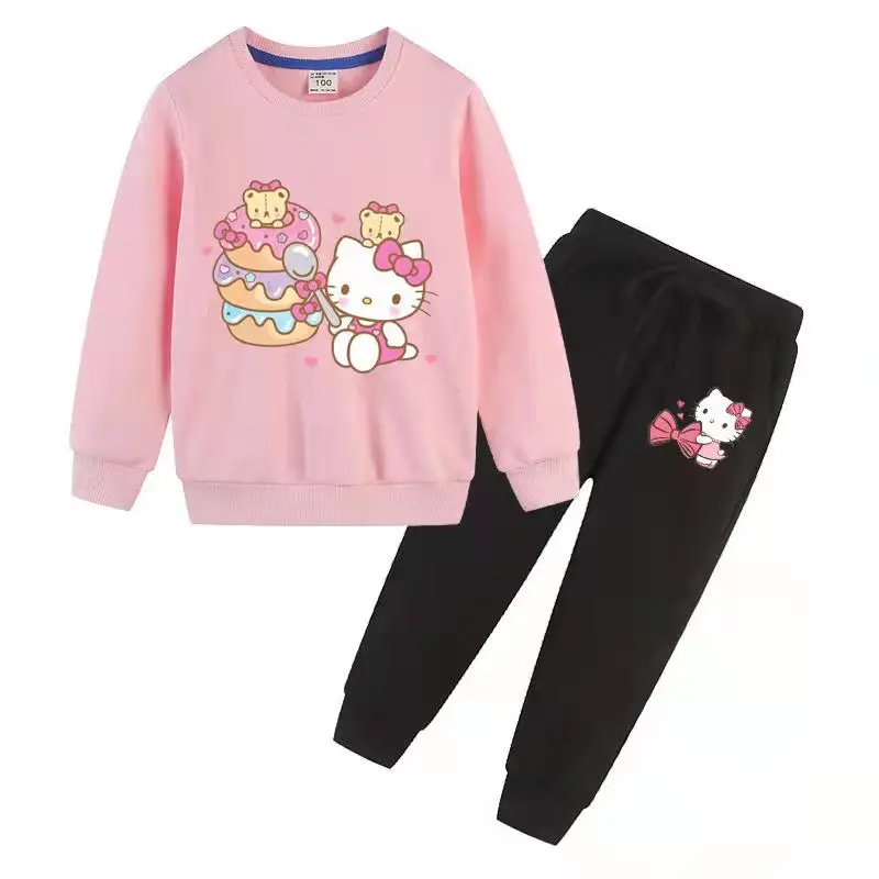 thumbnail image 1 of Hello Kitty primavera y otoño suéter lindo de algodón para niños pantalones deportivos casuales de dos piezas de manga larga para niña para chico, 1 of 5