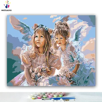 

DIY Coloring paint by numbers Angel in the painting Kuck pictures Abstract figure paintings by numbers with kits 40x50 framed
