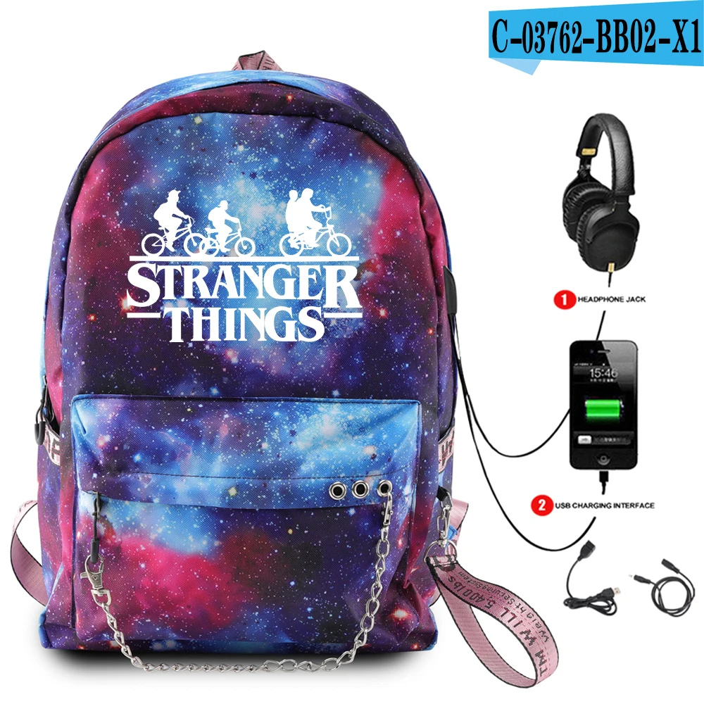 

Personality Stranger Things USB Charge School Bags Students Friends Boys Girl Rucksack Laptop Backpack for Teenagers Travel Bags