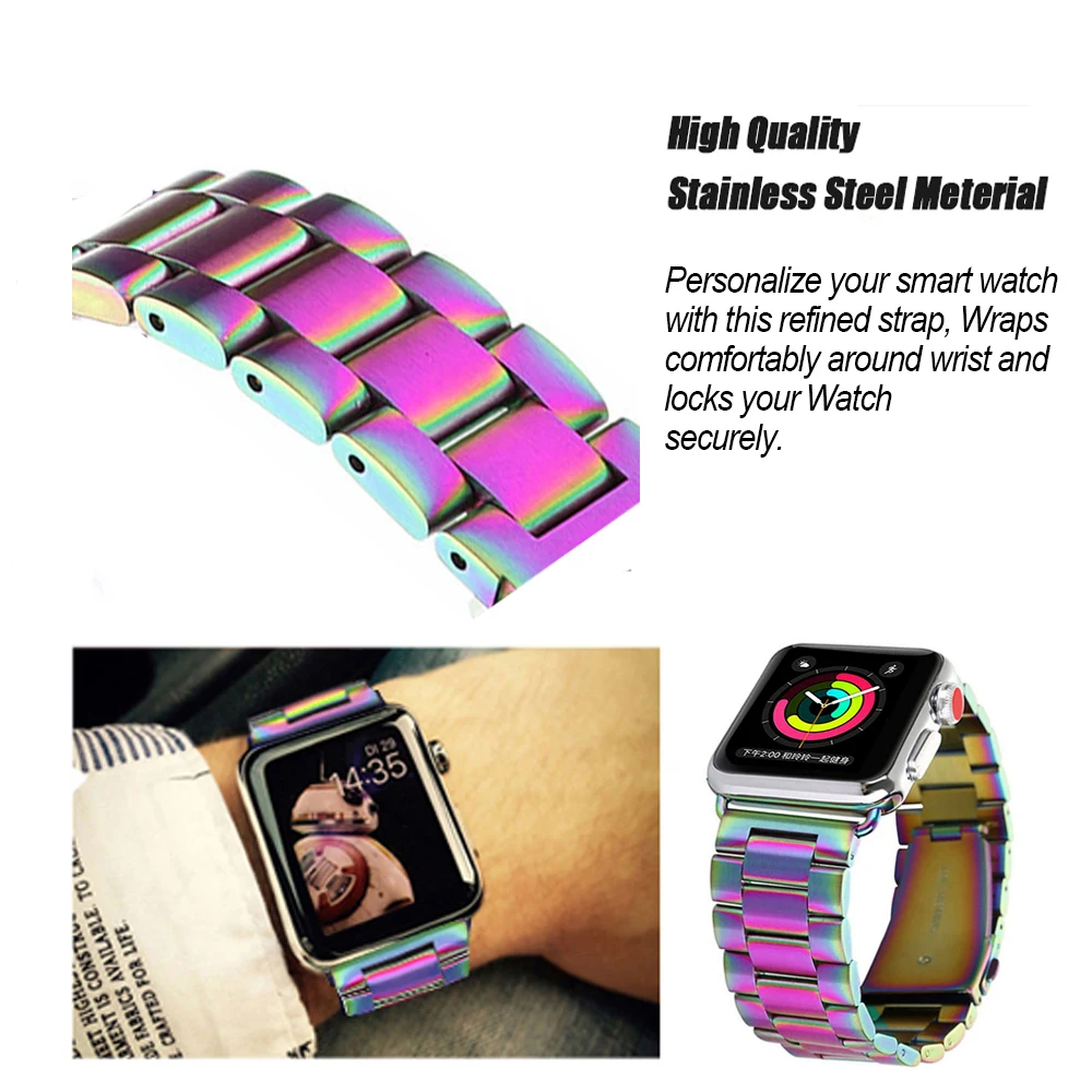 7 Apple watch iwatch stainless steel watch band rainbow 5