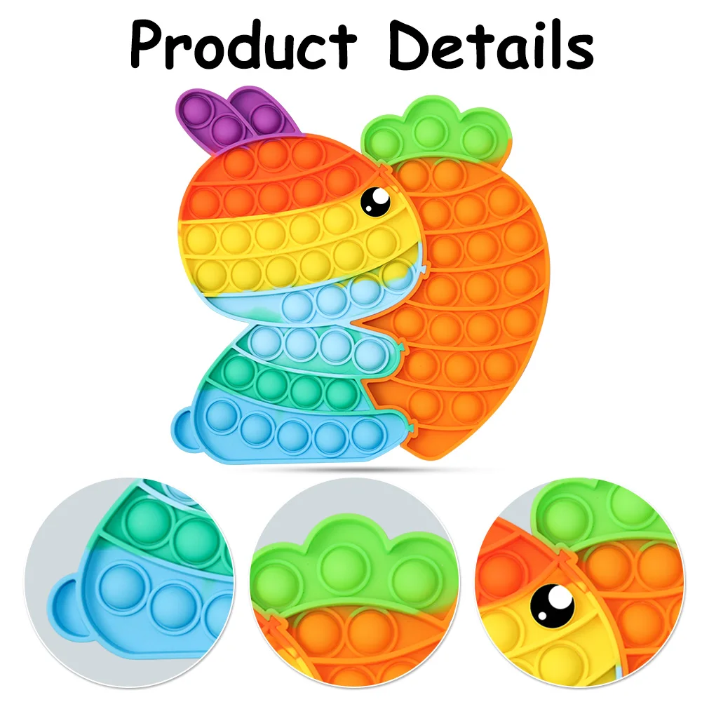 Cute Rabbit Carrot Push Bubble Toys Autism Needs Sensory Squeeze Stress Reliever Fidget Toy Simple Game Kid Adult Gifts | Игрушки и