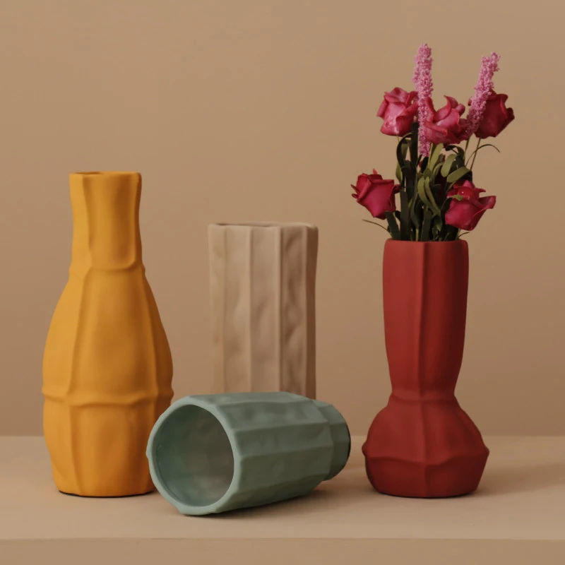 Красочная цветочная ваза Morandi из глазури для украшения дома аксессуары ручной
