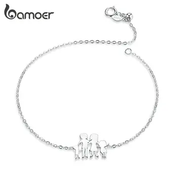 

bamoer 100% 925 Sterling Silver Warm Family Adjustable Bracelet For Women Anniversary Gift High Quality Fine Jewelry GXB164