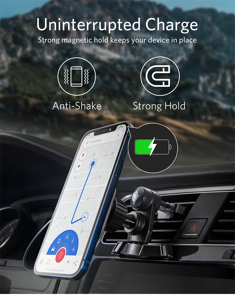Gadgetoo Anker Powerwave Magnetic Car Charging Mount Gadgetoo Anker Powerwave Magnetic Car Charging Mount