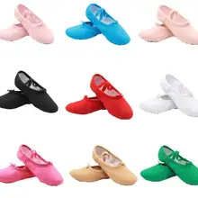 Размеры 22-44; танцевальные балетки для девочек с мягкой раздельной подошвой; хлопковые парусиновые тапочки для занятий фитнесом и гимнастикой; обувь для художественной гимнастики