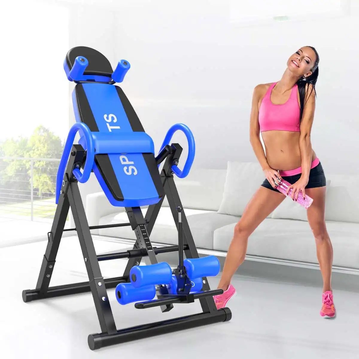 Permalink to Inversion Table Fitness Chiropractic Back Stretcher Safety Reflexology Pain Relief Home Gym Training Foldable Upside Down Device