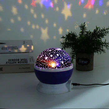 

3 Colors Romantic LED Rotating Projector Starry Sky Night Lamp Moon Novelty Children's Room Decorated Lights Gift