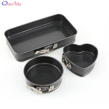 

1/3Pcs/Set Black Carbon Steel Cakes Molds Square Heart Type Mini Cake Baking Pan Non-Stick Metal Bake Mould Kitchen Cake Tools