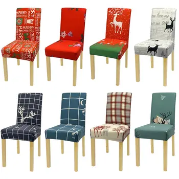 

Elastic Christmas Chair Cover Dining Room Seat Chair Covers Stretch Slipcovers For Banquet Party Decoration Dropshipping