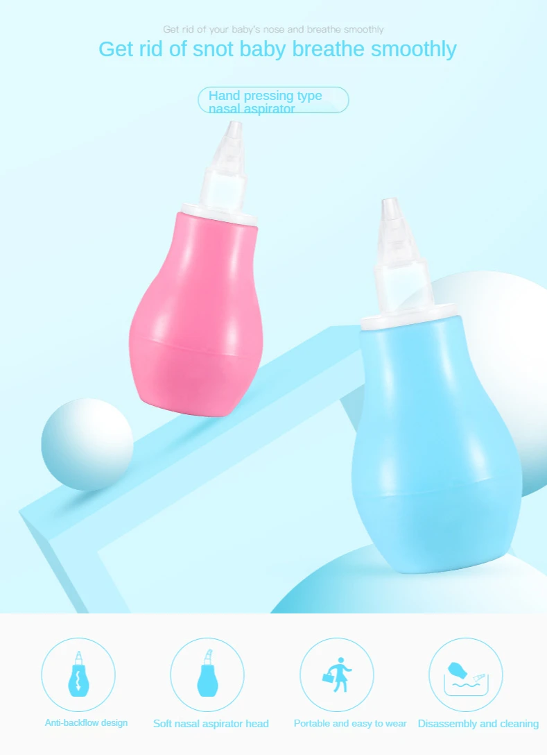 Neonatal Infant Silicone Nasal Aspirator Pump Type Cold Nasal Mucus Cleaner Antibackflow Baby Nasal Aspirator Safe Vacuum Sucker
