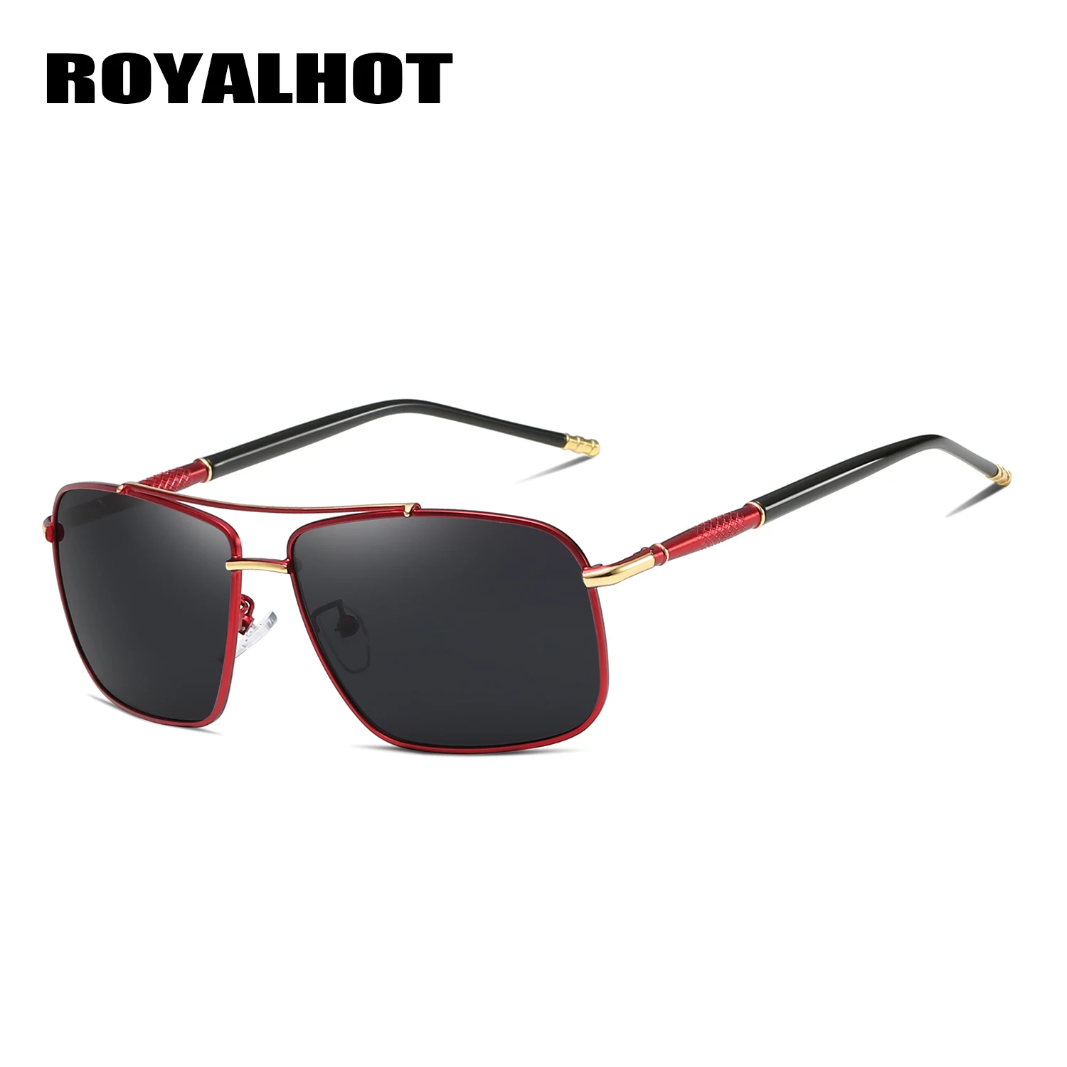 RoyalHot, мужские, женские, ретро, поляризационные, сплав, квадратная оправа, солнцезащитные очки, для вождения, солнцезащитные очки, оттенки, Oculos masculino, мужские, 900130 - Цвет линз: red gold
