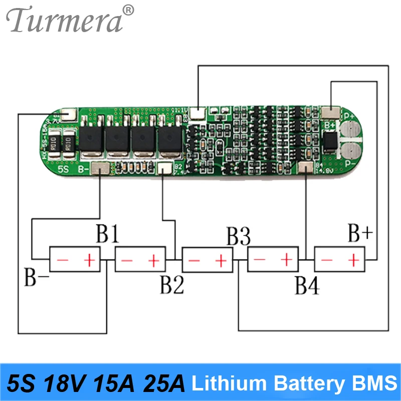 5S 18V 15A 25A Lithium Battery BMS Board for 18650 Battery Screwdriver Battery Charger Protection Board 18V 21V Cell Protection Circuit 03