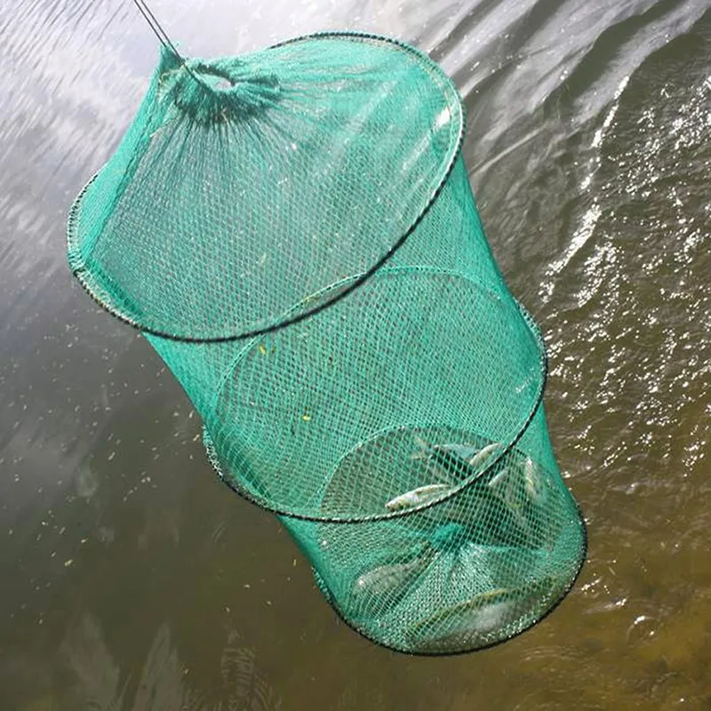 Fishing Accessories Fishing Tools Fishing Tool Fishing Net Folding Round Nylon Mesh Metal Frame Crab Fishing Net Fish Crawdad Shrimp Minnow Bait Trap Cast Landing Fishing Tackle Accessory